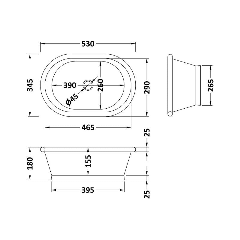 Bc Designs Nickel & Copper Countertop Basin | Oval