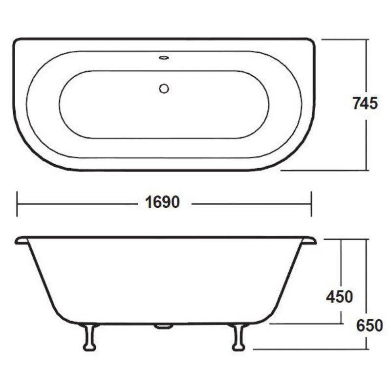 Back to Wall Double Ended Freestanding Bath 1700mm - Soak & Luxproduct_vendor#Pride Leg SetOL - RE1701C2Pride Leg Set#