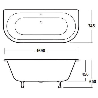 Back to Wall Double Ended Freestanding Bath 1700mm - Soak & Luxproduct_vendor#Pride Leg SetOL - RE1701C2Pride Leg Set#