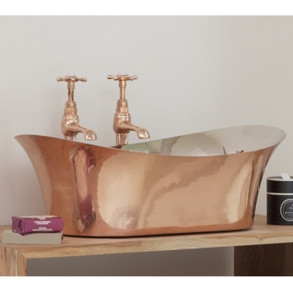 Hurlingham Copper Bateau Basin With Nickel Interior