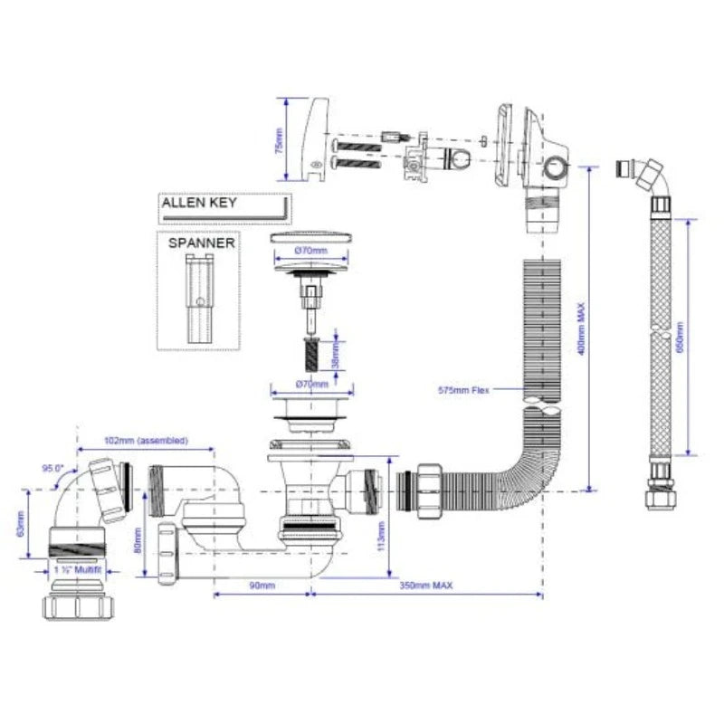 Bath Wastes Overflow Filler & Push Down Waste - Soak & Luxproduct_vendor#ChromeChrome#