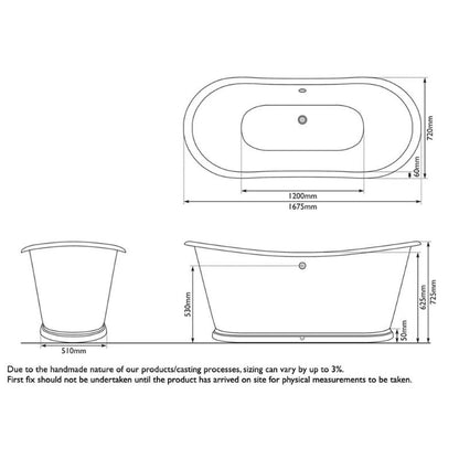 Hurlingham Caravel Bateau Specialist | Freestanding Cast Iron Bath - 1675mm