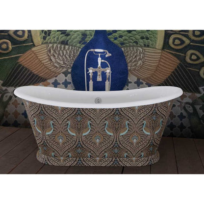 Hurlingham Caravel Bateau Fabric | Freestanding Cast Iron Bath - 1675mm