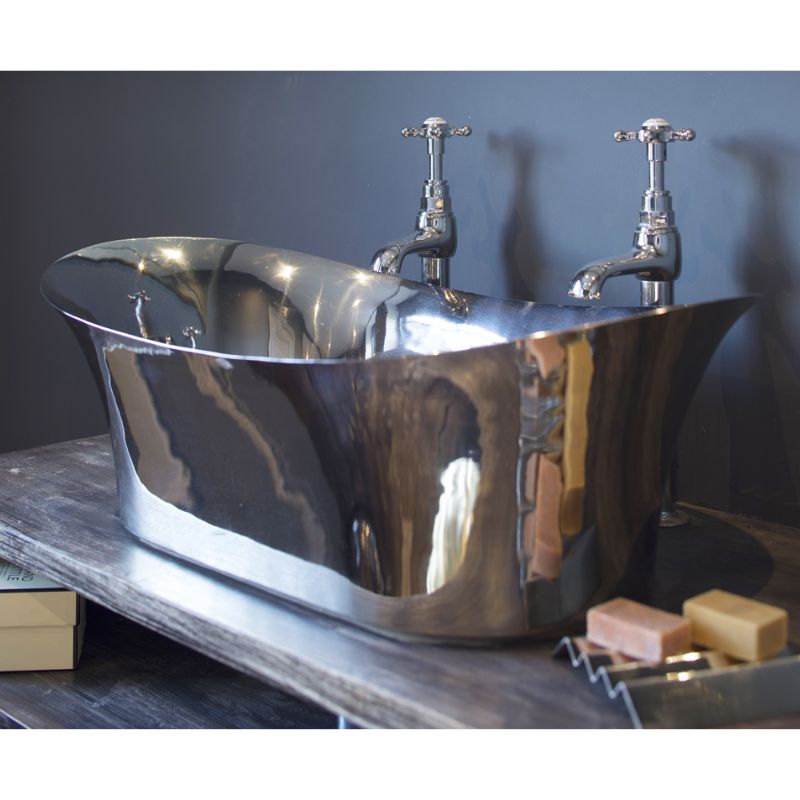 Hurlingham Copper Bateau Basin With Nickel Interior & Exterior