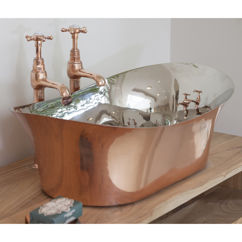 Hurlingham Copper Bateau Basin With Nickel Interior