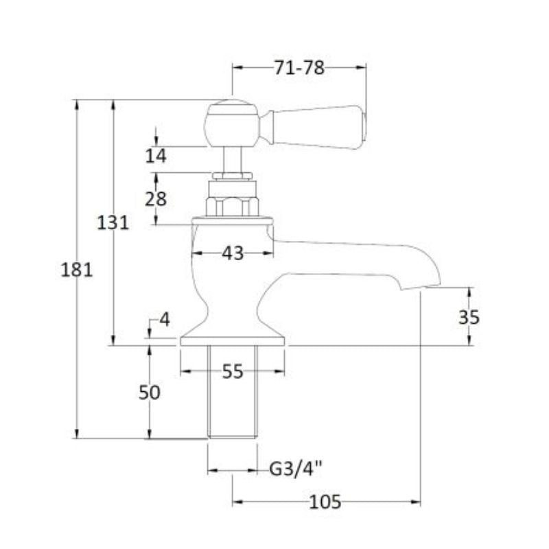 Bc Designs Victrion Deck Mounted Lever Bath Pillar Taps