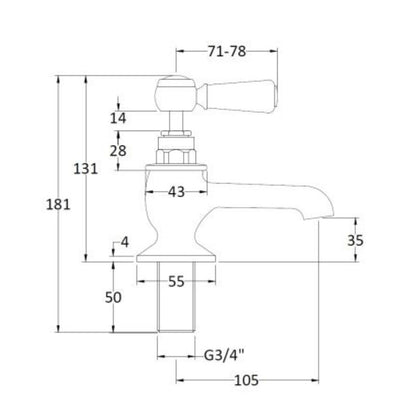 Bc Designs Victrion Deck Mounted Lever Bath Pillar Taps