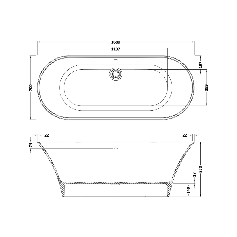 Bc Designs Verdicio | Freestanding Bath - 1680mm