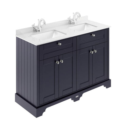 Old London Timeless Sand Floor Standing 4 Door Vanity Basin Unit with Square Basin & 1 Tap Hole Marble Top, 1200mm