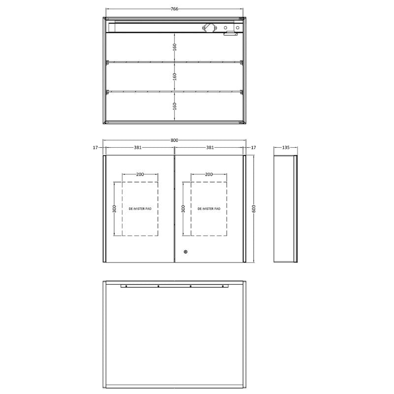 Nuie Leda 800mm Mirror Cabinet