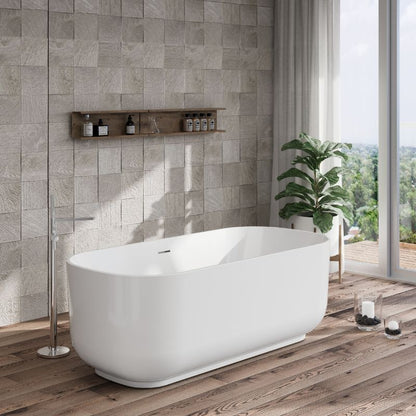 Nuie Soft Square Double Ended Freestanding Bath Tub - 1700mm