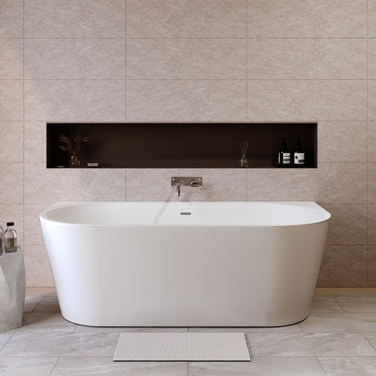 Nuie Curved Back to Wall | Freestanding Double Ended Bath Tub - 1500mm/1700mm