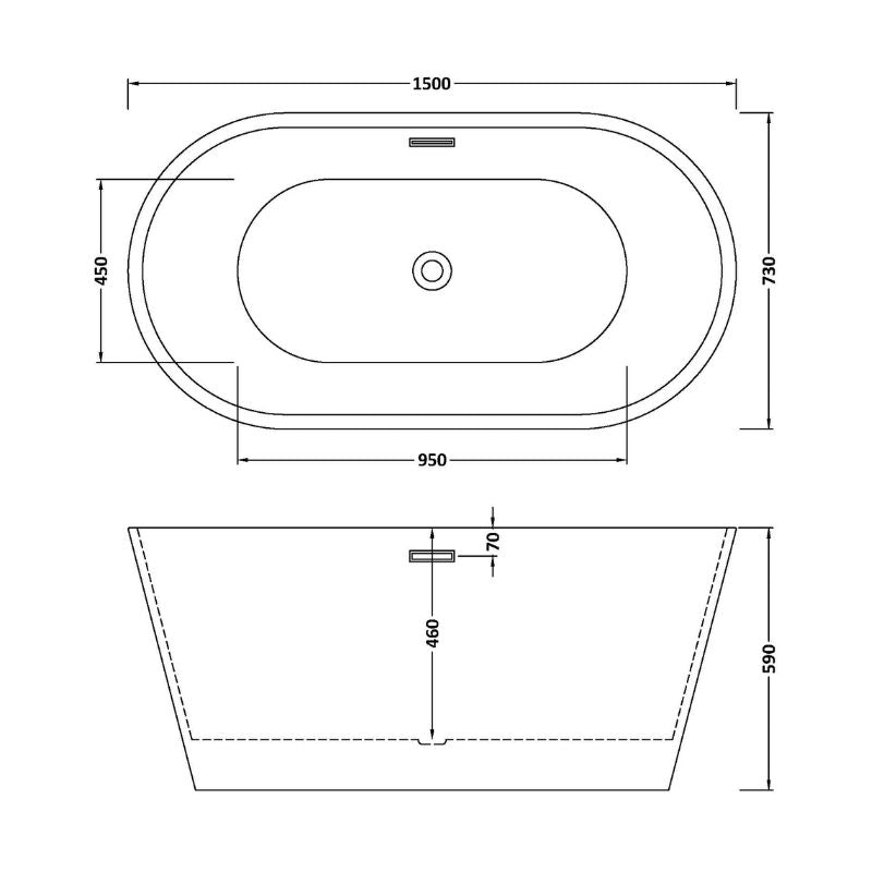 nuie Choice | Oval Freestanding Bath Tub - 1500mm/1600mm/1700mm