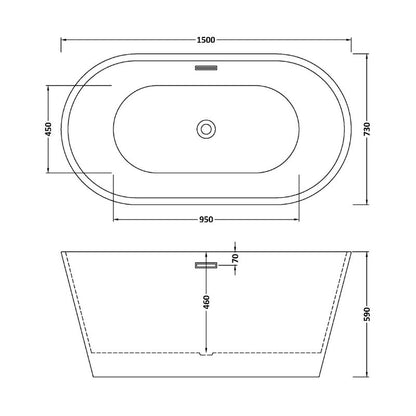 nuie Choice | Oval Freestanding Bath Tub - 1500mm/1600mm/1700mm