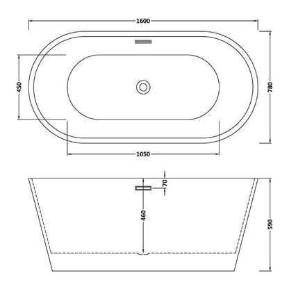 nuie Choice | Oval Freestanding Bath Tub - 1500mm/1600mm/1700mm