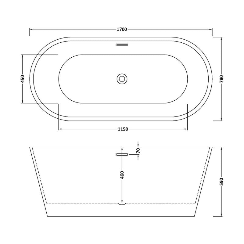 nuie Choice | Oval Freestanding Bath Tub - 1500mm/1600mm/1700mm