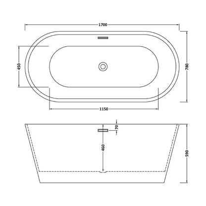 nuie Choice | Oval Freestanding Bath Tub - 1500mm/1600mm/1700mm