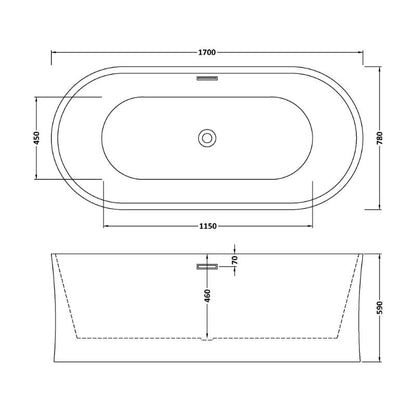 nuie Choice | Oval Freestanding Bath - 1700mm