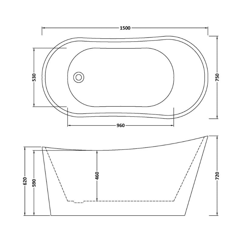 nuie Choice | Slipper Freestanding Bath - 1600mm