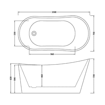 nuie Choice | Slipper Freestanding Bath - 1600mm