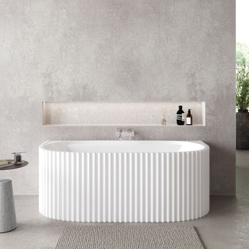 nuie Choice | Back to Wall Curved Bath Tub - 1600mm/1700mm