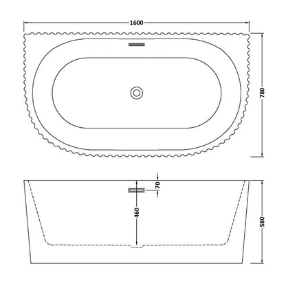 nuie Choice | Back to Wall Curved Bath Tub - 1600mm/1700mm