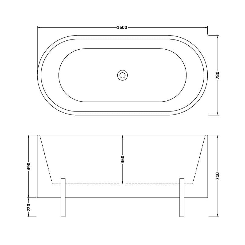 nuie Choice | Elevated Freestanding Bath & Stand 1600mm