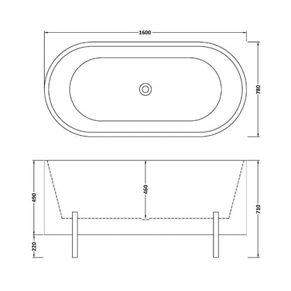 nuie Choice | Elevated Freestanding Bath & Stand 1600mm