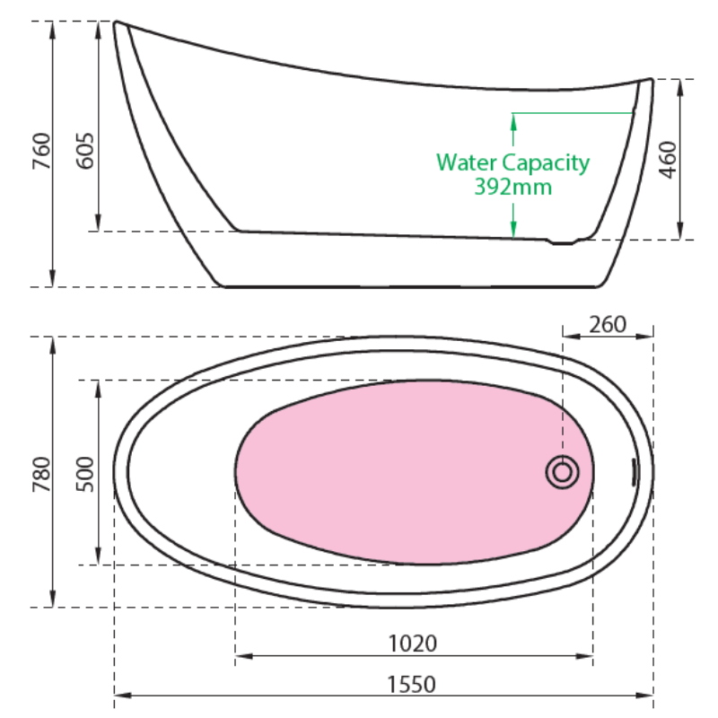 Charlotte Edwards Proteus | Freestanding Double ended Slipper Bath - 1550mm