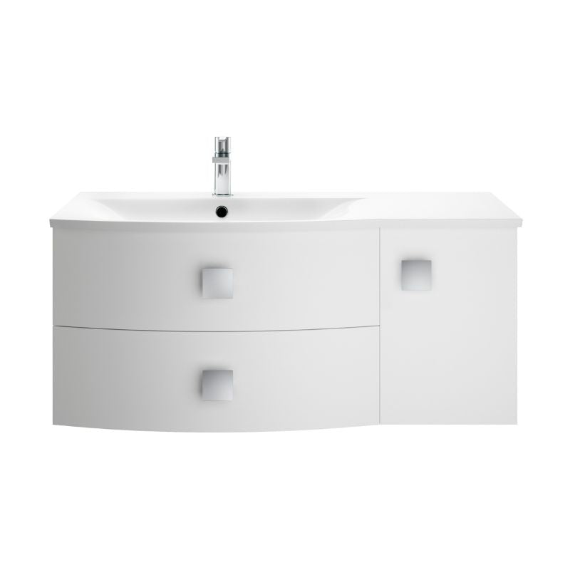 Hudson Reed Sarenna Wall Hung Left Hand Vanity Unit with Polymarble Basin - 1000mm