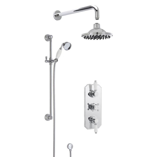 Nuie Victorian Traditional Thermostatic Concealed Triple Valve Shower Kit