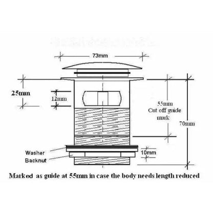 Bath Push Down Bath Waste 70mm (Slotted)