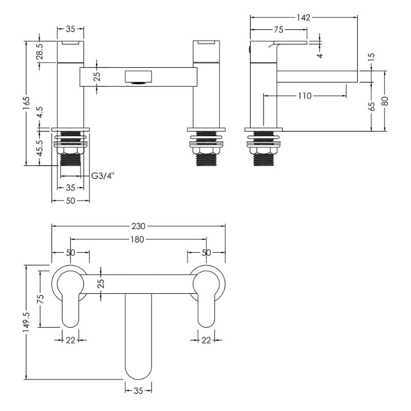 Windon Deck Mounted Bath Filler